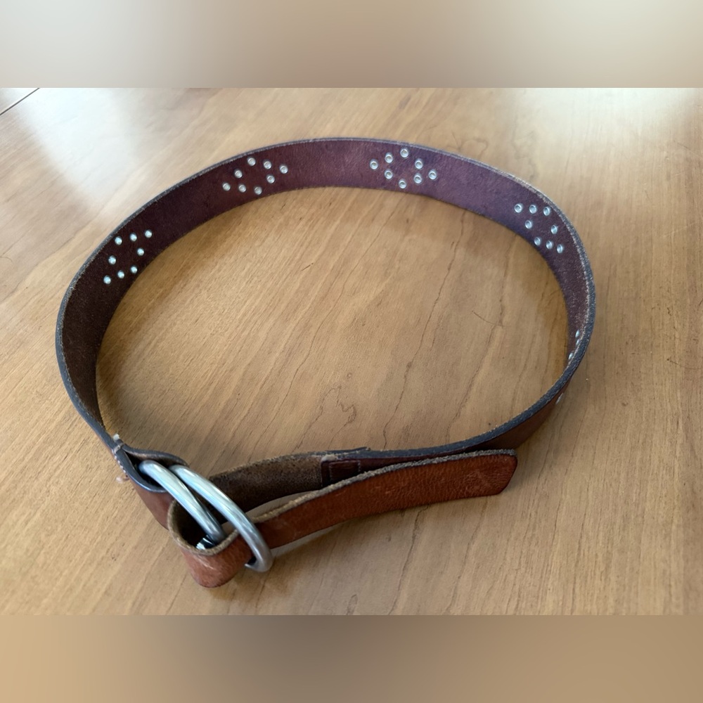 VTG Abercrombie & Fitch BROWN GENUINE LEATHER 1 3/8" Wd EYELET CASUAL BELT S - Picture 7 of 16